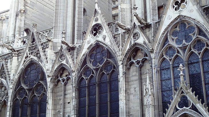 Kathedraal, Notre dame, gebrandschilderde ramen, Parijs