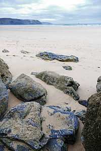 penhale sands, cornwall, landscape, bay, blue, britain, british