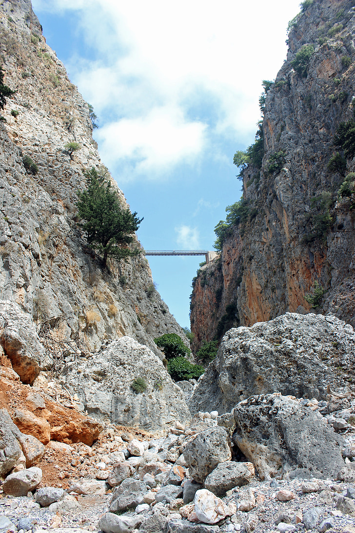 aradena, ngarai, Jembatan, Crete, Pulau, Yunani, batu