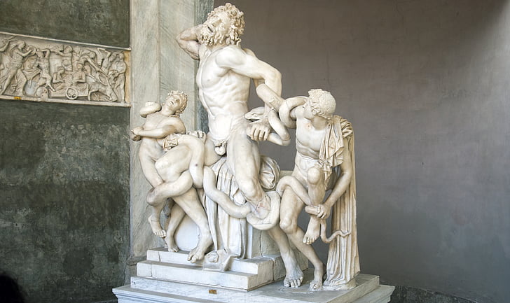Laocoön, standbeeld, Grieks, Vaticaan, Rome, marmer, angst