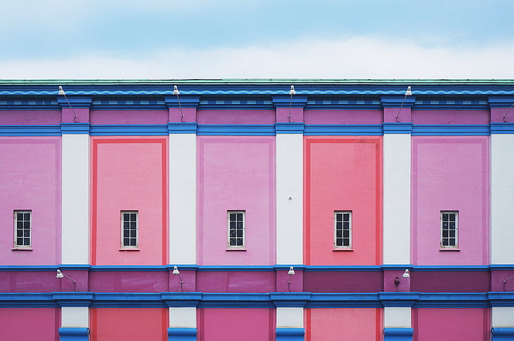 arquitectura, edifici, colors, colorit, paret, Windows