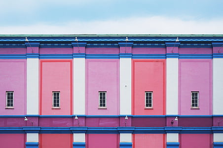 Architektura, budova, barevné, barevné, zeď, systém Windows