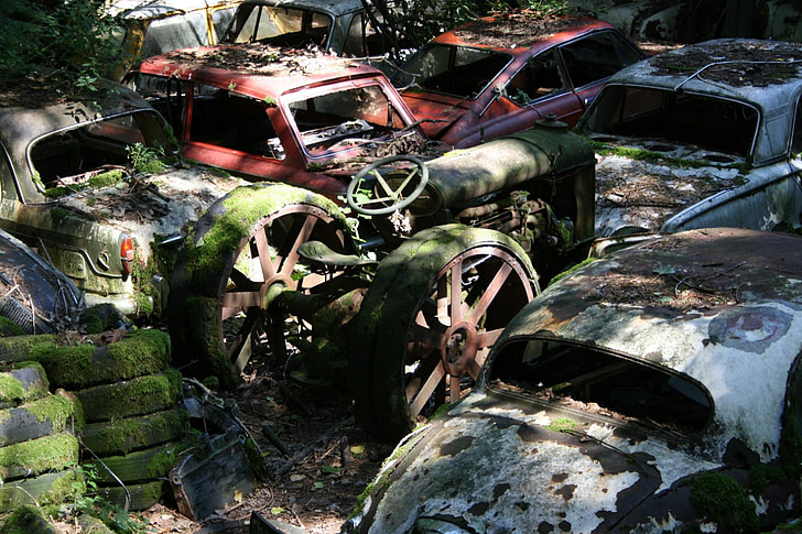 autot, auton hautausmaa, vanha, Rust, ympäristö, pilaantumisen, Oldtimer