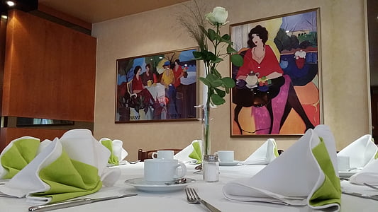 Restauracja, stół, pokryte, Gastronomia, jedzenie, Dekoracje stołu