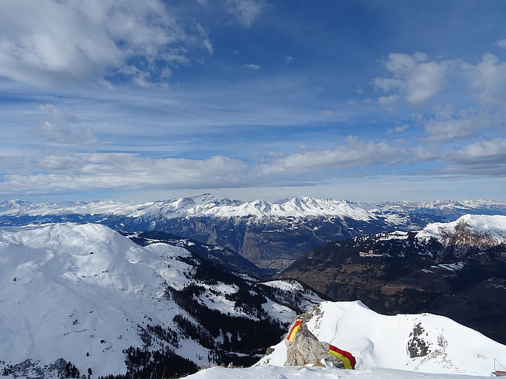 Alpine, montañas, esquí, zona de esquí, nieve, Cumbre de, glaciar de