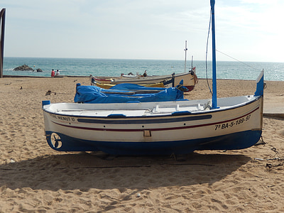 小船, 地中海, 西班牙, 海滩, 沙滩, 夏季, 假日
