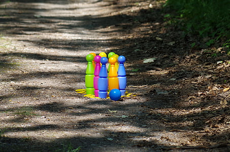 skittles, game, children, out, walkway, multi Colored, fun