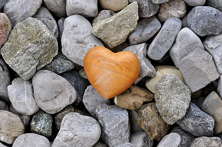 hart, houten hart, stenen, Welkom, natuur, Rock - object, achtergronden