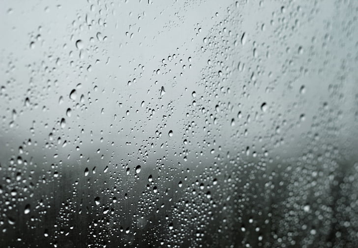tintats, vidre, finestra, mullat, l'aigua, pluja, gotes