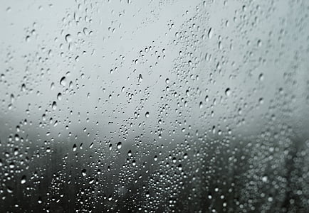 zatamnjena, staklo, prozor, mokro, vode, kiša, kapi