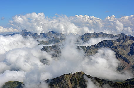Pyrénées, planine, Francuska, krajolik, samit, Panorama, ljeto