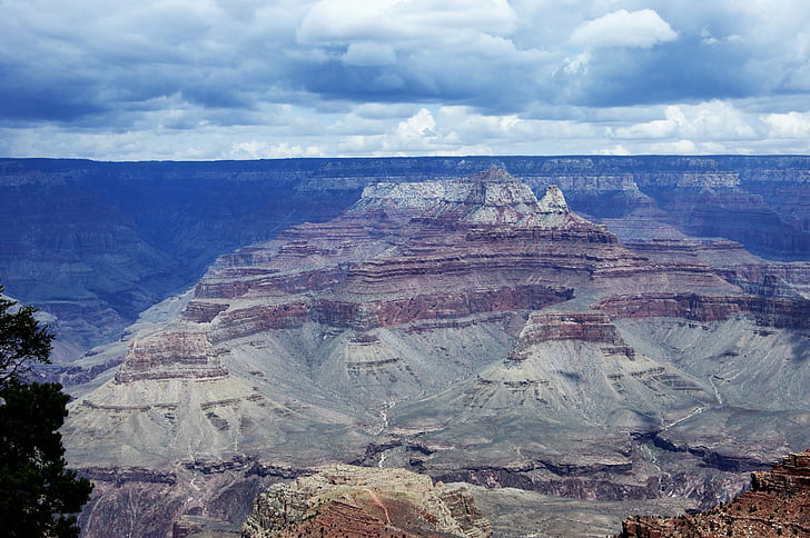 cliff, bluff, canyon, grand canyon, sky, clouds, rocks
