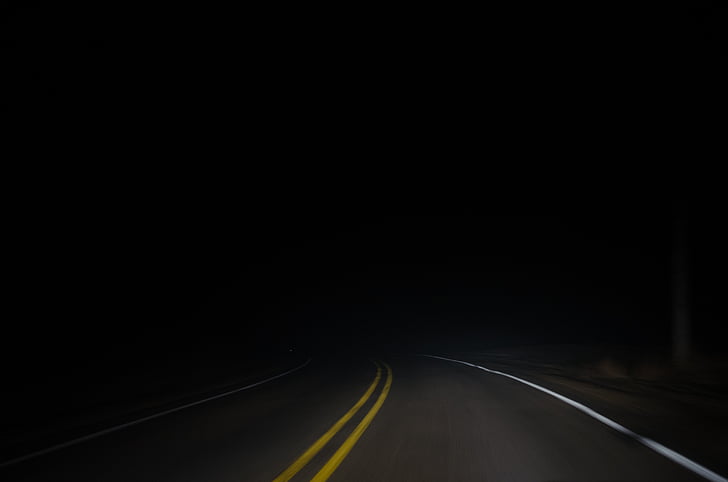 temno, noč, cesti, ulica, asfalt, potovanja, svetlobe