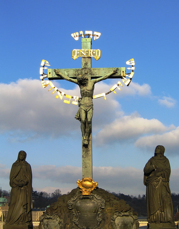 pax, Isus, križ, Krista, Prag, Karlov most, Češka Republika