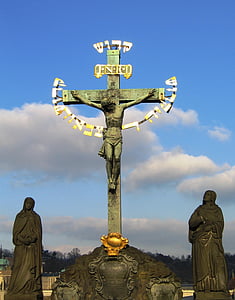 Pax, Jesus, Kreuz, Christus, Prag, Karlsbrücke, Tschechische Republik