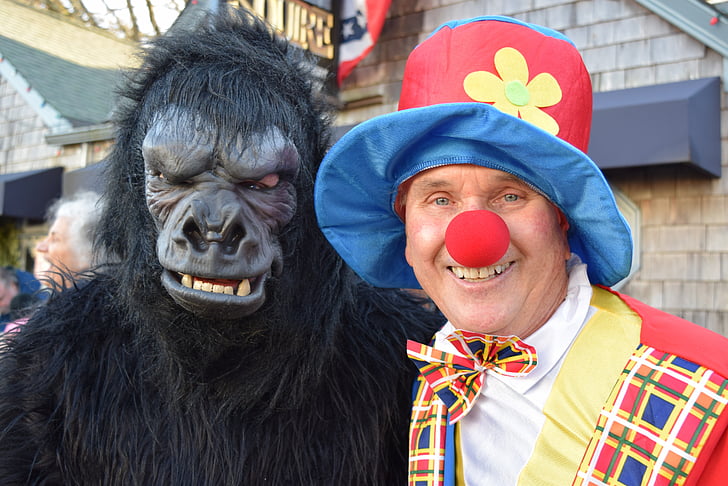 clown, gorilla, new year's eve, costume, carnival, festival