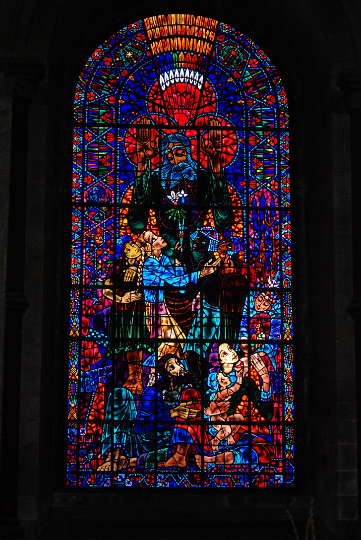 iekrāso, stikls, logs, katedrālē, reliģiskā, Canterbury, baznīca