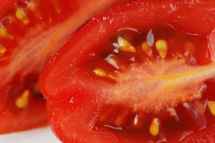 tomatoes, sliced, vegetables, macro, red, food, garden