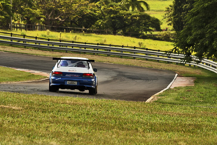 Subaru, състезание, проследяване, ден, лято