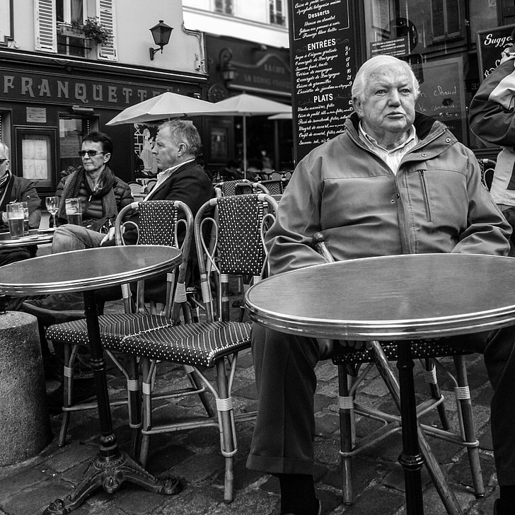 Pariz, ulica, Montmartre, terasa, znak, kava