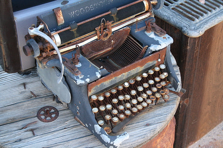 písací stroj, retro, hrdzavé, USA, staré, Arizona, quartzsite