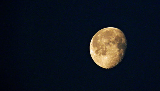 maan, afnemende maan, Luna, dreiviertelmond, silhouet, hemel, donker