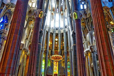 familia segrada, Catedral, Basílica, sostre, Barcelona, familia, Gaudí