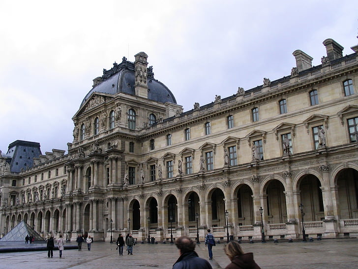 Louvre, Paris, Frankrike, bygge, Museum, arkitektur
