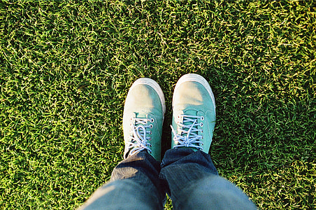 feet, legs, grass, lawn, grunge, green, standing