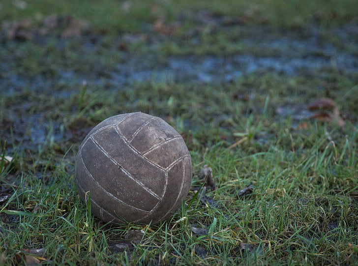 old, ball, volleyball, worn, end, game over, sports
