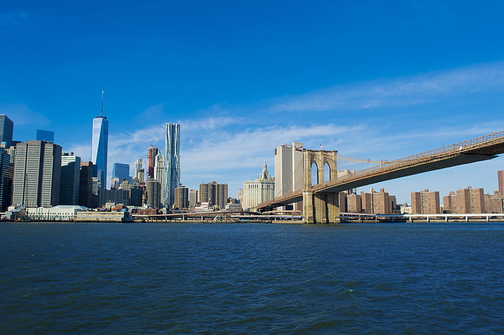 Brooklyn bridge, Manhattan, Downtown, Brooklyn, Urban, staden, Amerika