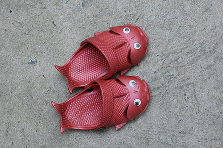 červená, chrániče nohou, dítě, pár, sandály, řemínky, boty