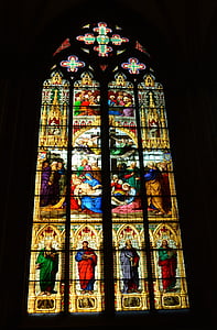 Dom, Kastil Cologne, Landmark, Gereja, jendela, jendela gereja, lukisan