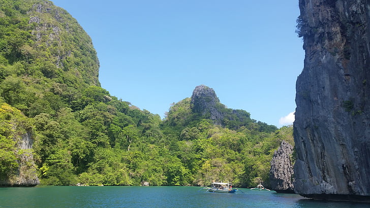 Palawan, Filippinerna, Tropical, Lagoon, El-nido, ön, idylliska