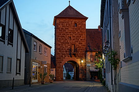 aldea, Torre, Crepúsculo, objetivo, históricamente, edificio, hogar barato