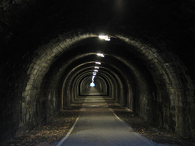 túnel, oscuro, paso