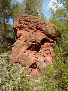 rocha, arenito vermelho, erosão, textura, pedra vermelha, pedras vermelhas, Priorat