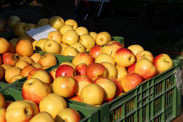 pomme, marché, fruits, vitamines, alimentaire, en bonne santé, fruits