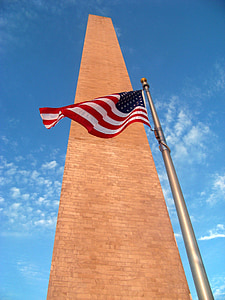 国旗, 纪念碑, 华盛顿, 国家, 美国, 美国, 具有里程碑意义