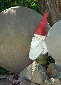 dwarf, garden gnome, imp, figure, stone, garden, fabric