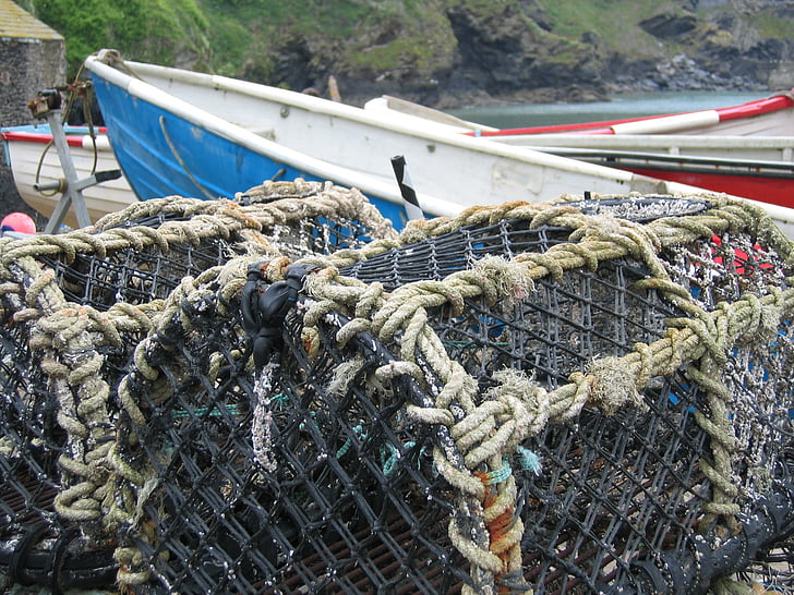 nets, lobster, fishing, port, sea, industry, harbour