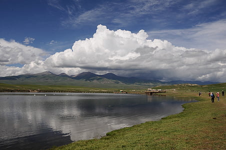 Labutí jezero, v Sin-ťiangu, cestovní ruch, jezero, Hora, Příroda, krajina