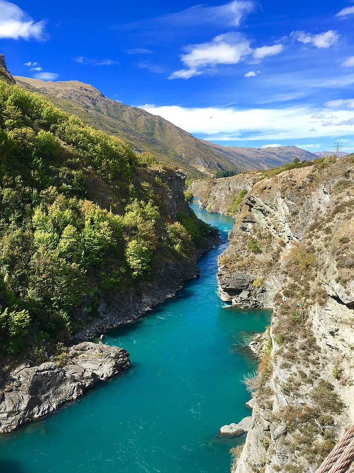 mountain, river, landscape, new zealand, south island, outdoor, wilderness