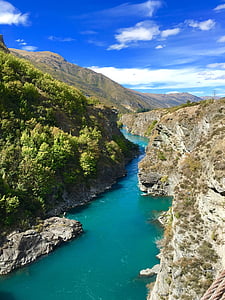 dağ, nehir, manzara, Yeni Zelanda, South Island, Açık, vahşi hayat