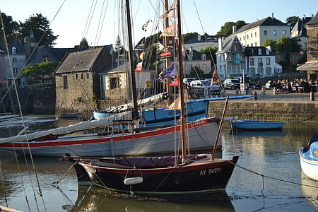 Bretagne-i, Auray port, Franciaország, Saint goustan, csónakok, Port, Auray
