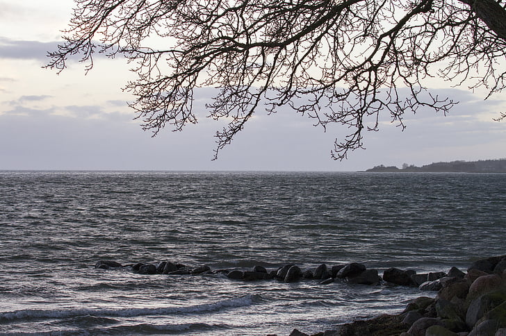 Sea, Water edge, pilvet, Beach, Kaunis, luonnollinen, Tanska