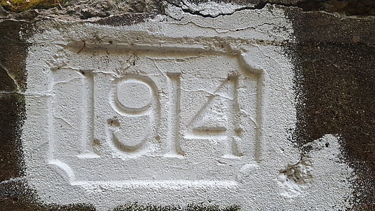 datum, beton, oude, verkruimel, brug, geschilderd, wit