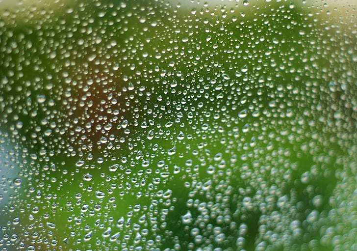 gotes d'aigua, vidre, vidre, pluja, plujós, gotes, gota de pluja