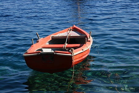 Santorini, Cycladen, zee, nautische vaartuig, vervoer, water, afgemeerd