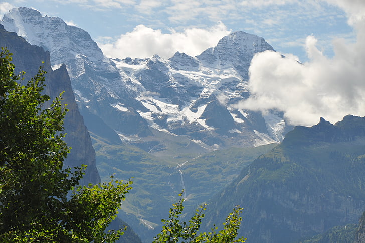 dağlar, Jungfraujoch, İsviçre, bulutlar, zirve